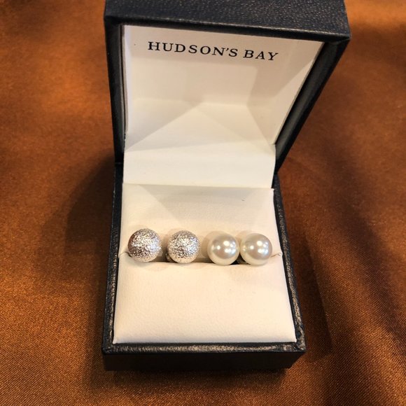 Hudson's Bay Sparkle Studs & Pearl Studs Earring Sets. - Picture 1 of 3